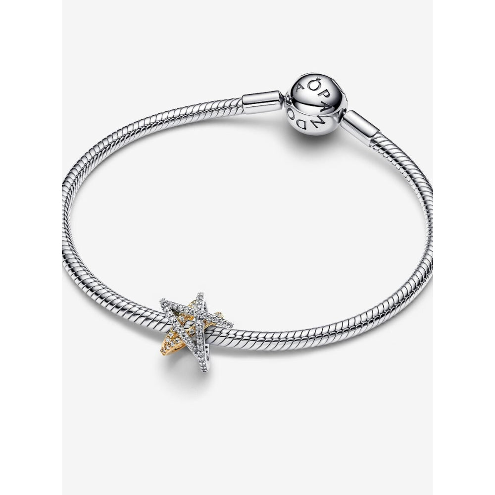 Pandora 14K Gold Plated Sterling Silver Sparkling Crossover Star Charm Image 4