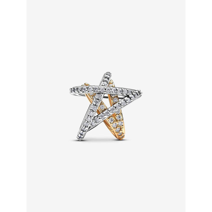 Pandora 14K Gold Plated Sterling Silver Sparkling Crossover Star Charm Image 5