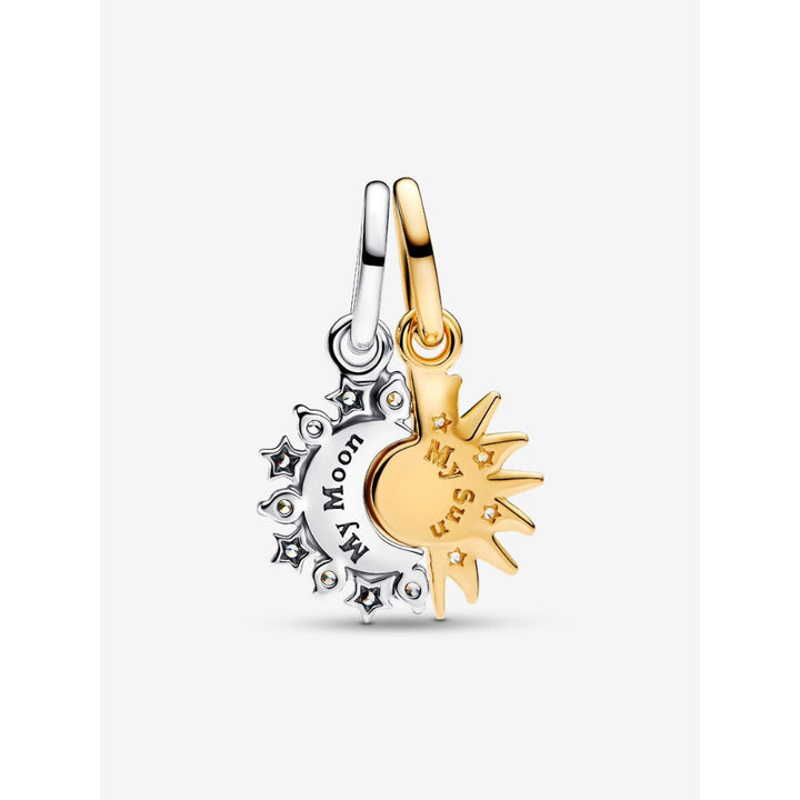 Pandora 14K Gold Plated Sterling Silver Splittable Sun & Moon Dangle Charm Image 4