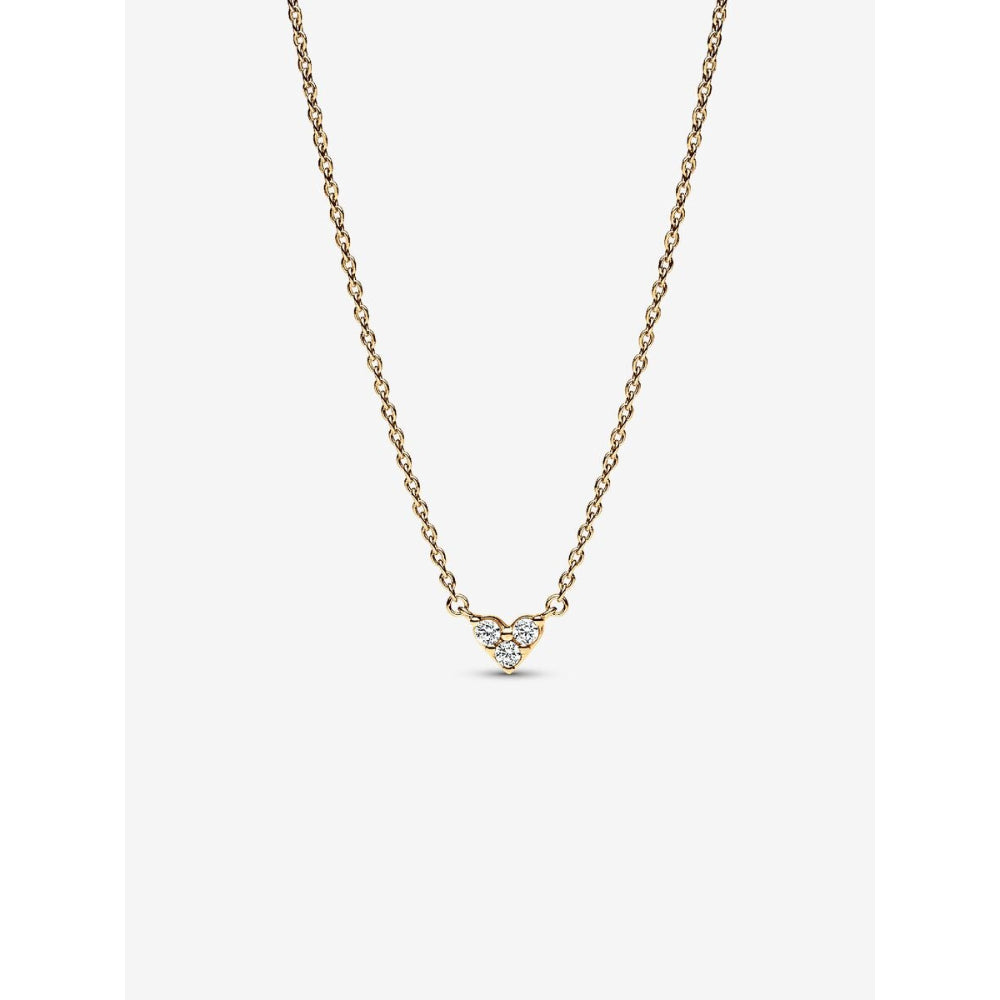 Pandora 14K Gold Plated Triple Stone Heart Collier Necklace Image 1
