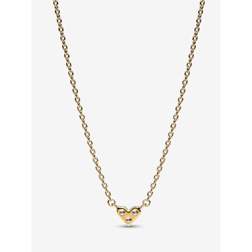Pandora 14K Gold Plated Triple Stone Heart Collier Necklace Image 4