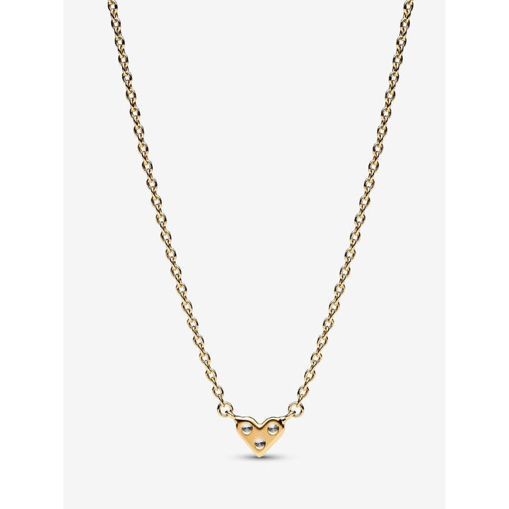 Pandora 14K Gold Plated Triple Stone Heart Collier Necklace Image 4