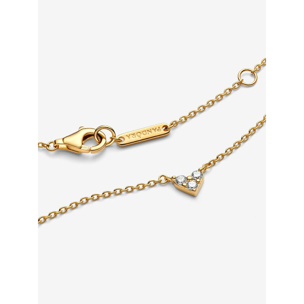 Pandora 14K Gold Plated Triple Stone Heart Collier Necklace Image 5