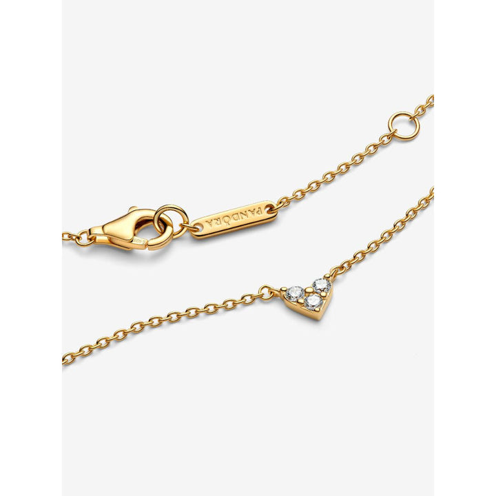 Pandora 14K Gold Plated Triple Stone Heart Collier Necklace Image 5