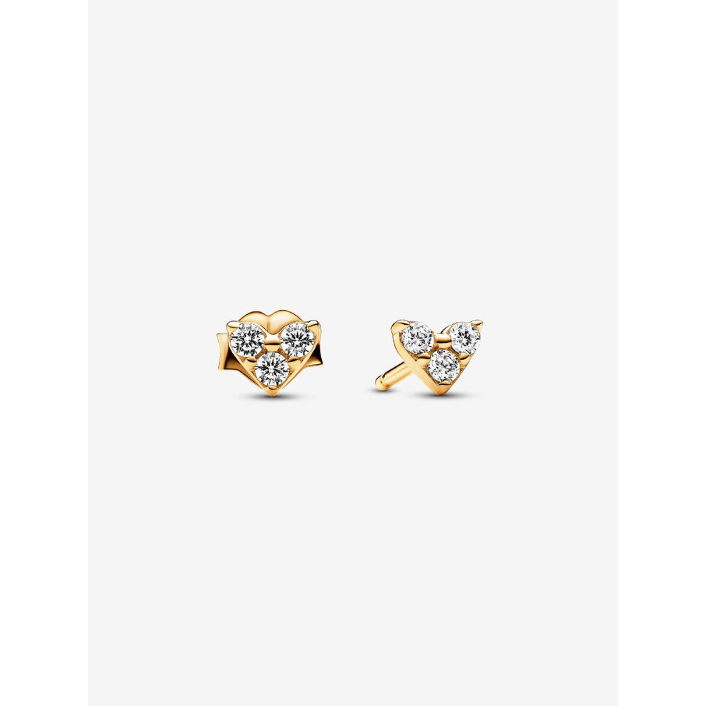 Pandora 14K Gold Plated Triple Stone Heart Stud Earrings Image 1