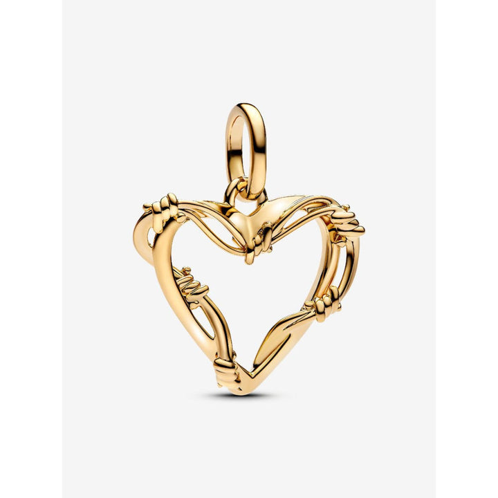 Pandora 14K Gold Plated Wire Heart Dangle Charm Image 1