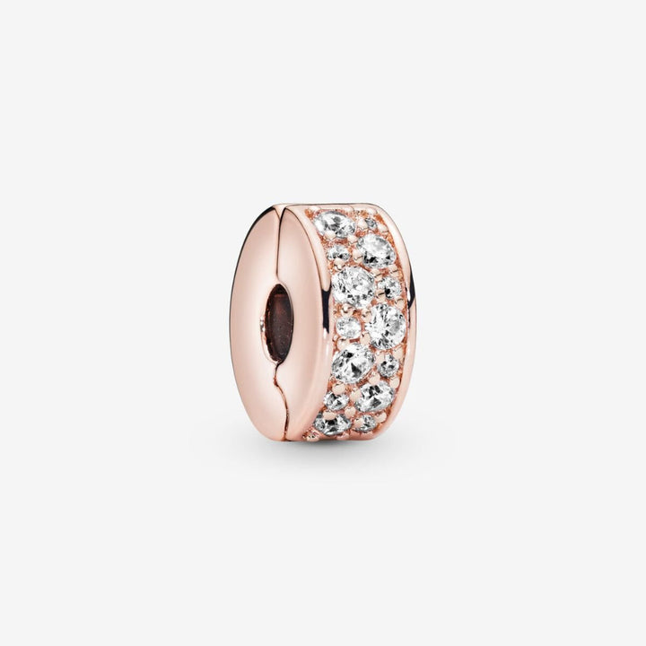 Pandora 14K Rose Gold Plated Clear Pave Clip Charm Image 1