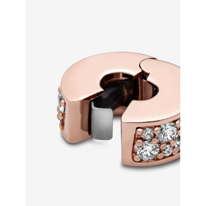 Pandora 14K Rose Gold Plated Clear Pave Clip Charm Image 6
