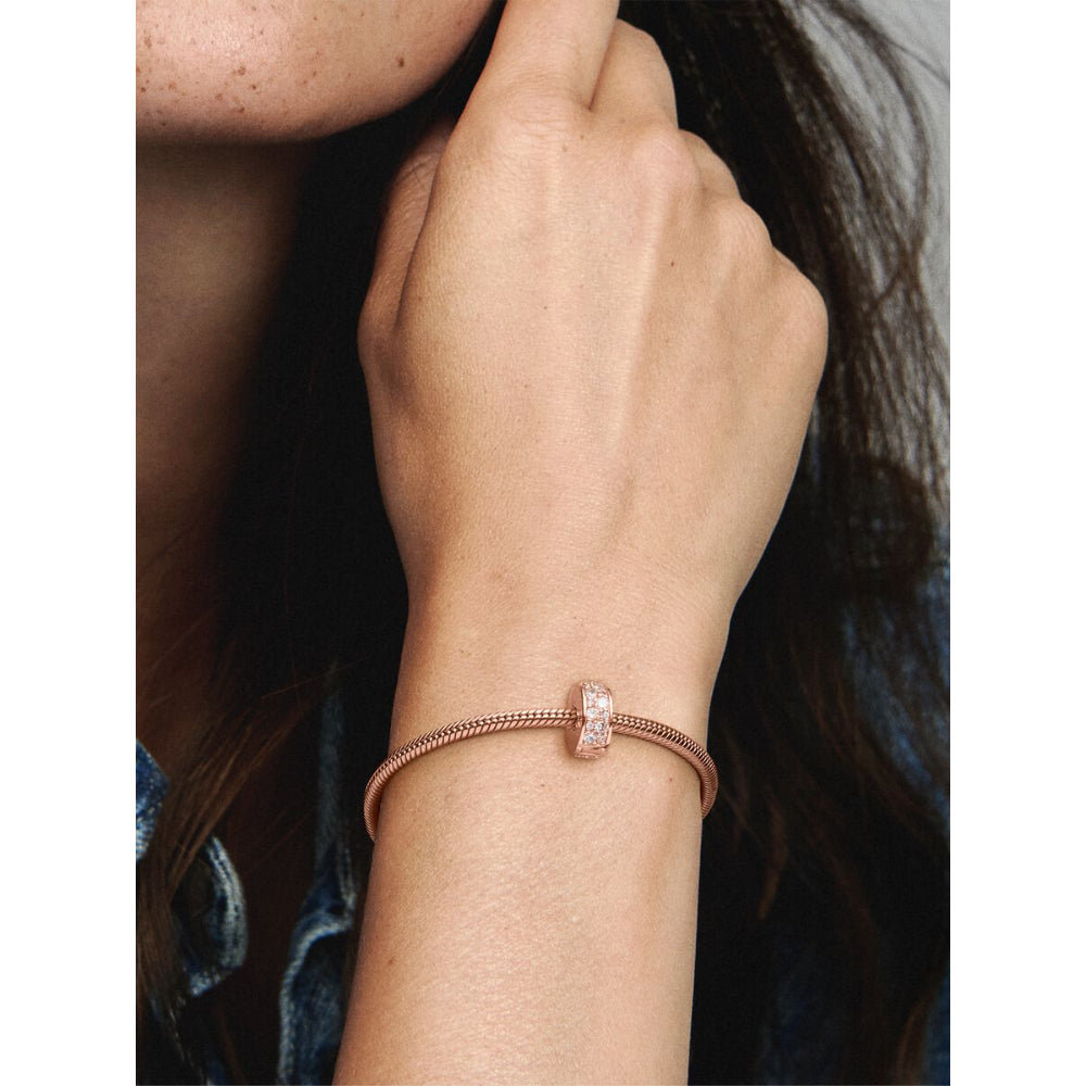 Pandora 14K Rose Gold Plated Clear Pave Clip Charm Image 2