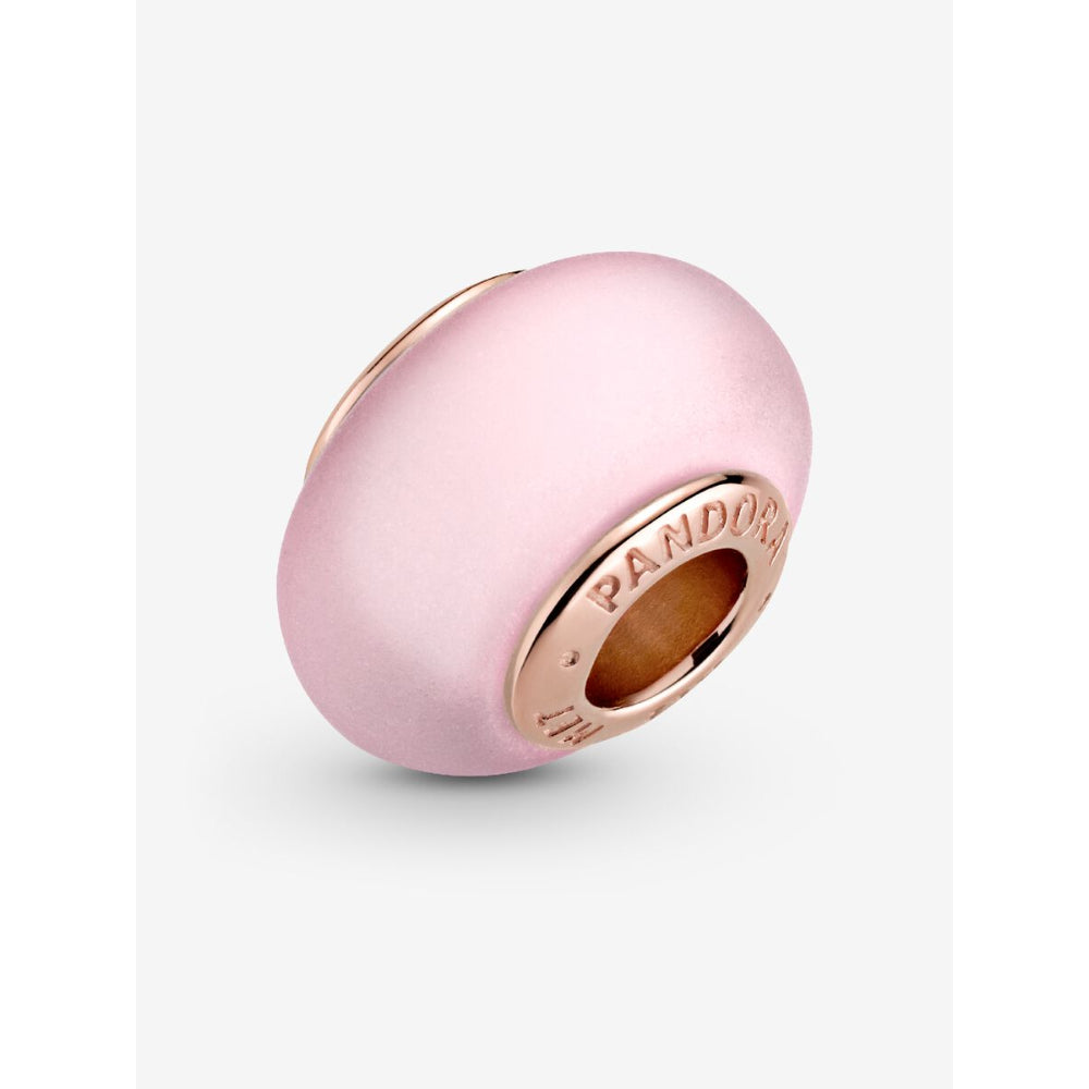 Pandora 14K Rose Gold Plated Matte Pink Murano Glass Charm Image 3