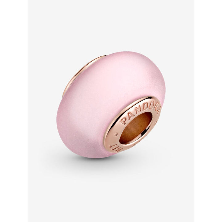 Pandora 14K Rose Gold Plated Matte Pink Murano Glass Charm Image 3