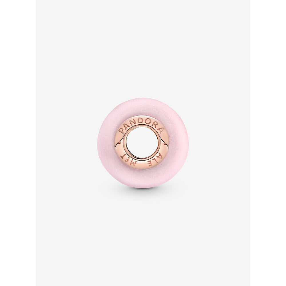 Pandora 14K Rose Gold Plated Matte Pink Murano Glass Charm Image 4