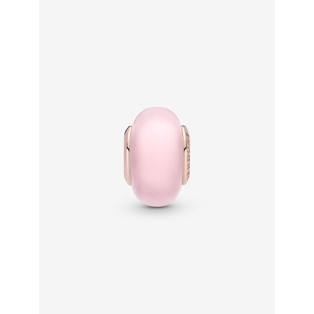 Pandora 14K Rose Gold Plated Matte Pink Murano Glass Charm Image 5