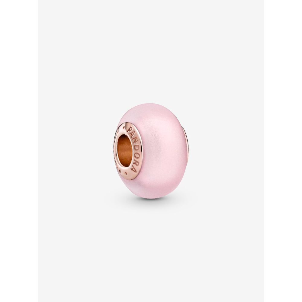 Pandora 14K Rose Gold Plated Matte Pink Murano Glass Charm Image 1