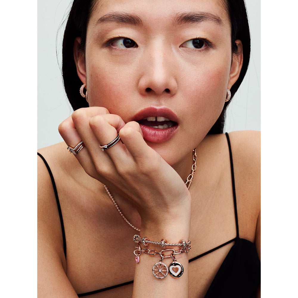 Pandora 14K Rose Gold Plated Me Pink Chakra Heart Mini Dangle Charm Image 2