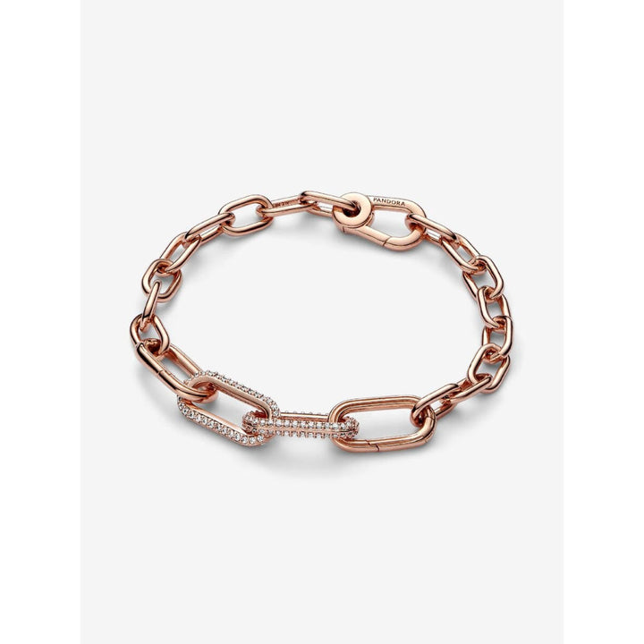 Pandora 14K Rose Gold Plated Me Styling Pave Double Link Image 4