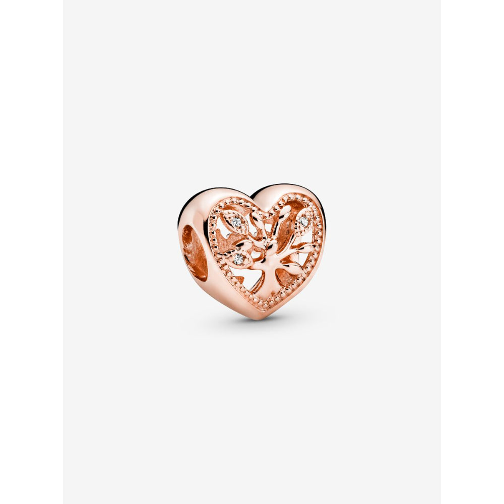 Pandora 14K Rose Gold Plated Openwork Family Tree Heart Charm Image 1