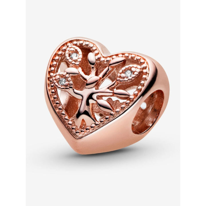 Pandora 14K Rose Gold Plated Openwork Family Tree Heart Charm Image 6