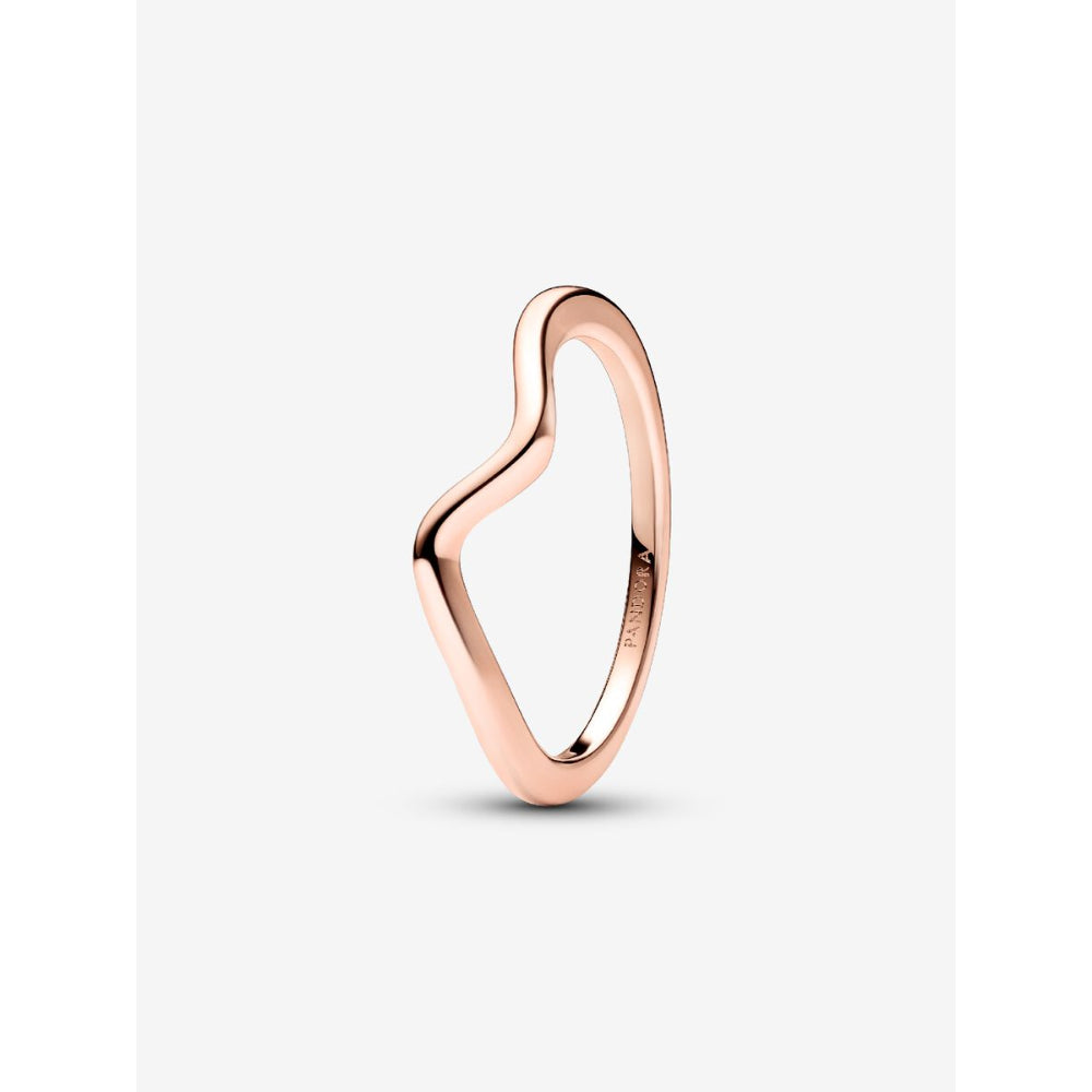 Pandora 14K Rose Gold Plated Polished Wave Ring Image 1