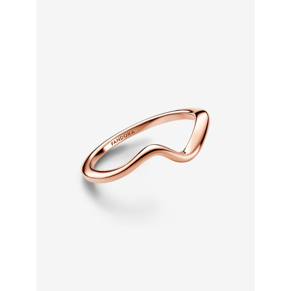 Pandora 14K Rose Gold Plated Polished Wave Ring Image 6