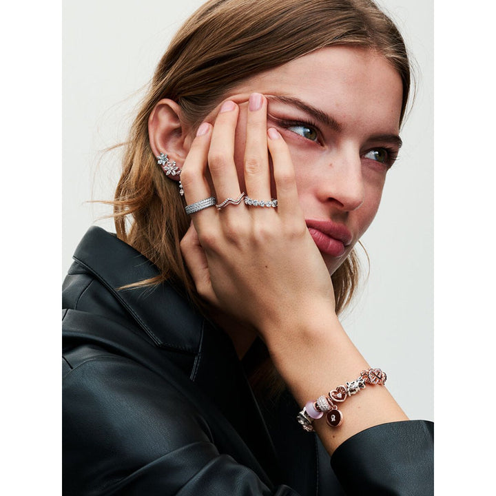 Pandora 14K Rose Gold Plated Polished Wave Ring Image 4