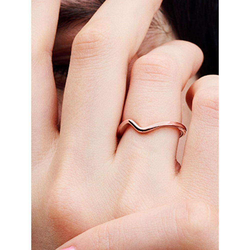 Pandora 14K Rose Gold Plated Polished Wave Ring Image 2