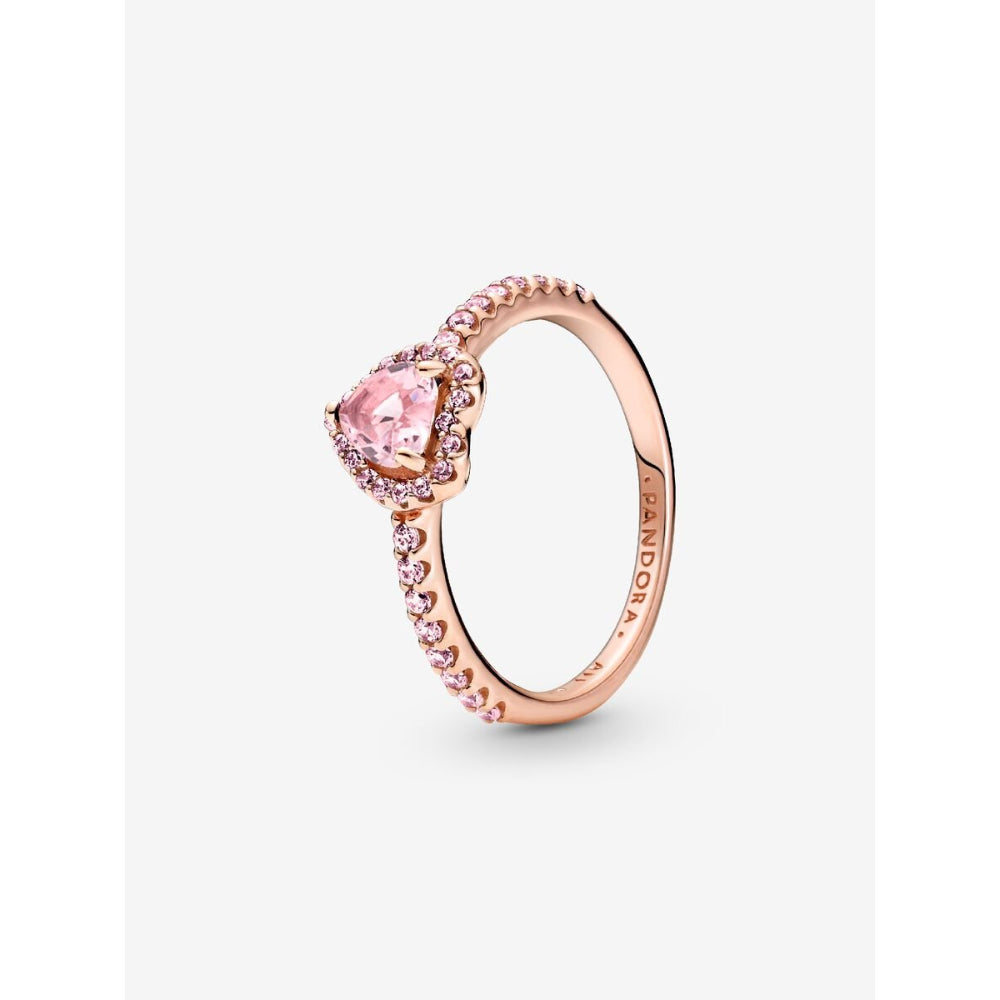 Pandora 14K Rose Gold Plated Sparkling Elevated Heart Ring Image 1