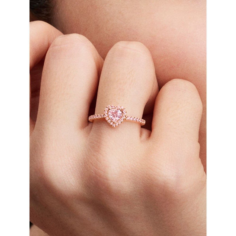 Pandora 14K Rose Gold Plated Sparkling Elevated Heart Ring Image 2