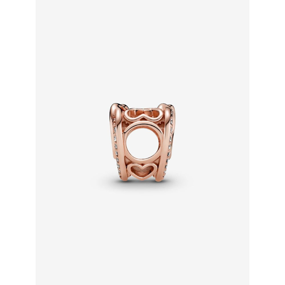 Pandora 14K Rose Gold Plated Sparkling Entwined Hearts Charm Image 4