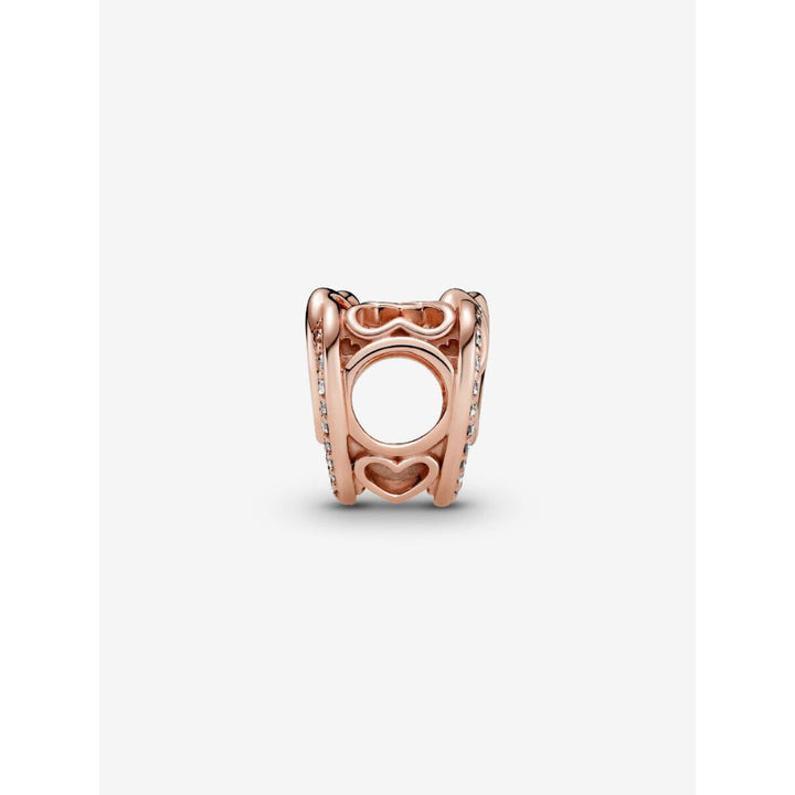 Pandora 14K Rose Gold Plated Sparkling Entwined Hearts Charm Image 4