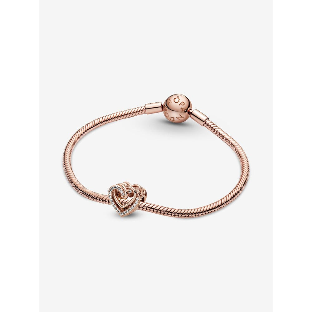 Pandora 14K Rose Gold Plated Sparkling Entwined Hearts Charm Image 5