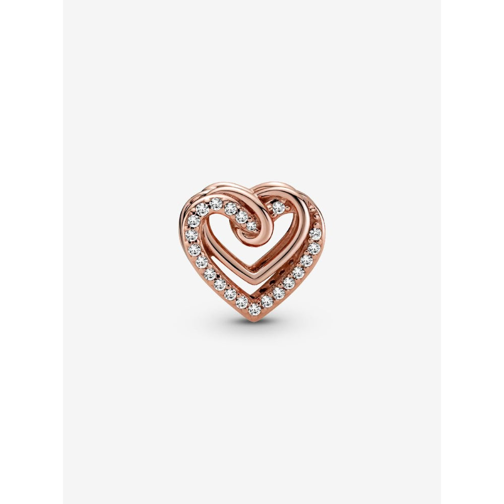 Pandora 14K Rose Gold Plated Sparkling Entwined Hearts Charm Image 6