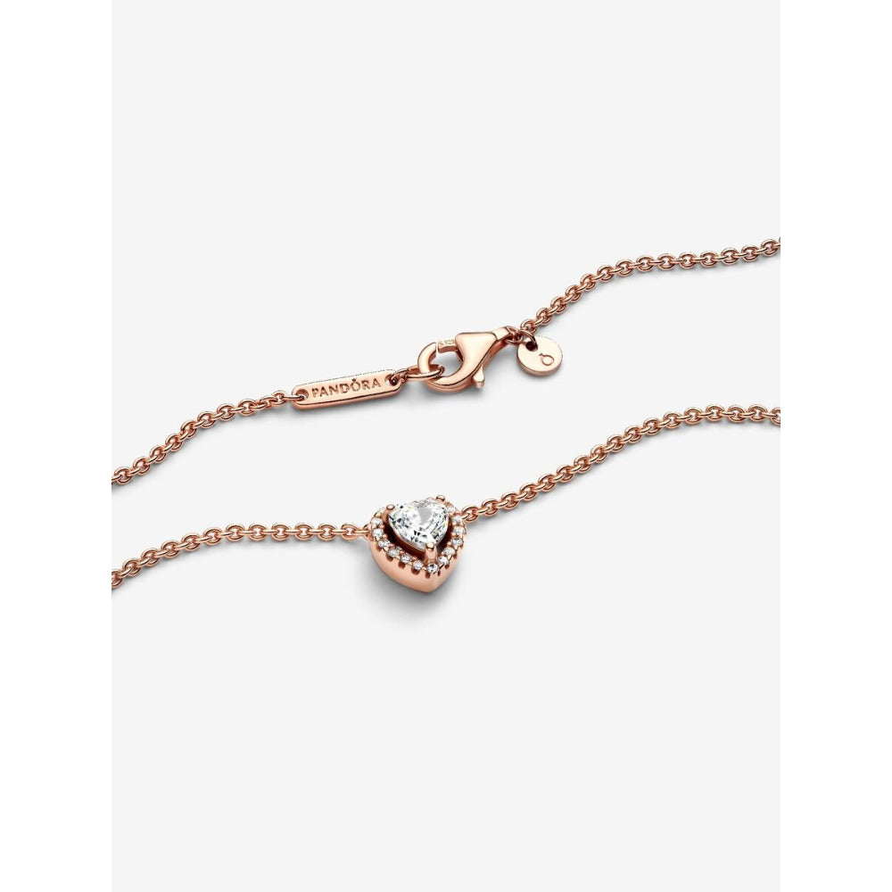 Pandora 14K Rose Gold Plated Sparkling Heart Collier Necklace Image 4