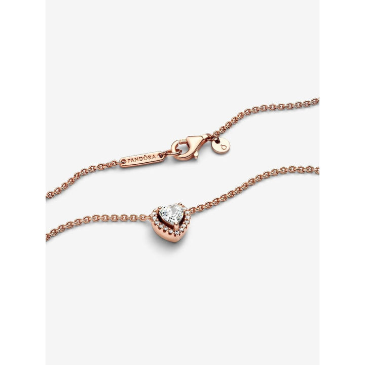 Pandora 14K Rose Gold Plated Sparkling Heart Collier Necklace Image 4