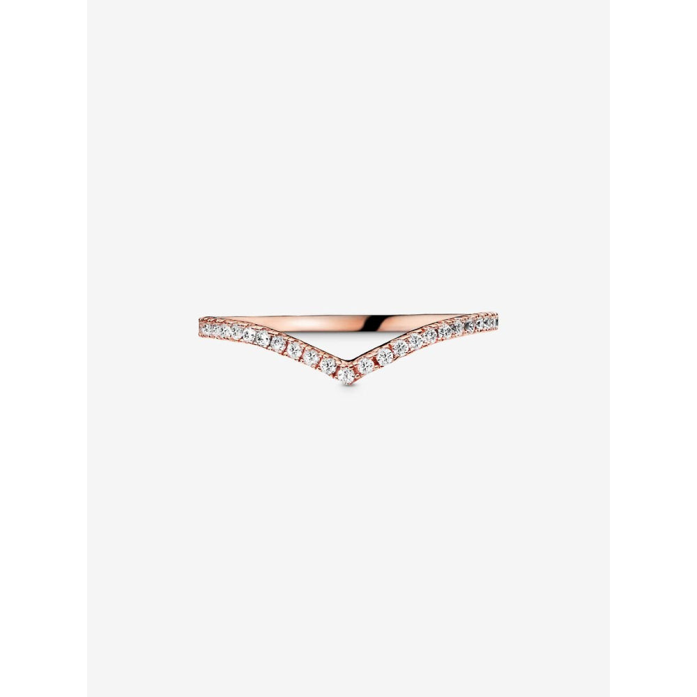 Pandora 14K Rose Gold Plated Sparkling Wishbone Ring Image 4