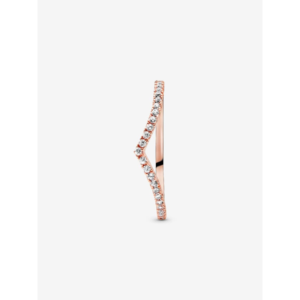 Pandora 14K Rose Gold Plated Sparkling Wishbone Ring Image 5