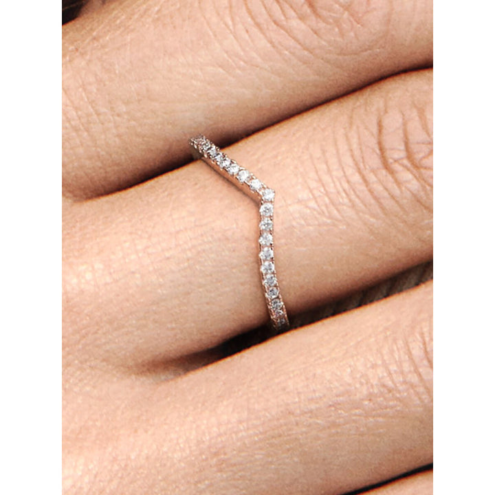 Pandora 14K Rose Gold Plated Sparkling Wishbone Ring Image 2
