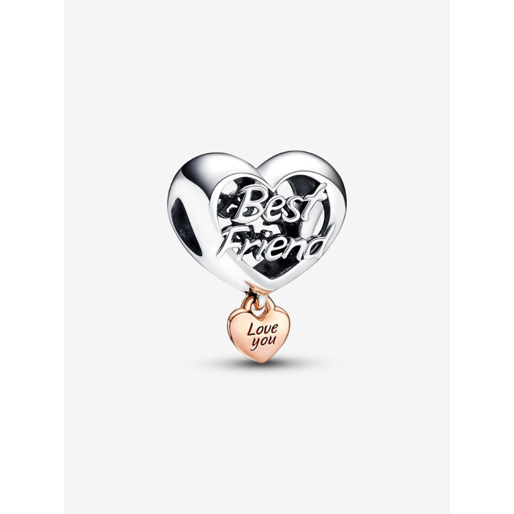 Pandora 14K Rose Gold Plated Sterling Silver Love You Best Friend Heart Charm Image 1