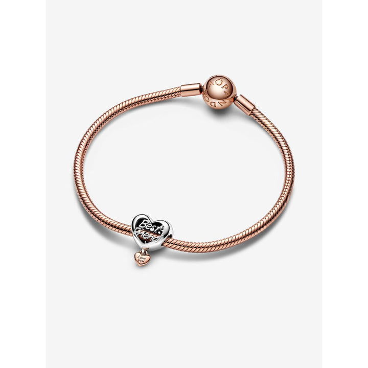 Pandora 14K Rose Gold Plated Sterling Silver Love You Best Friend Heart Charm Image 4