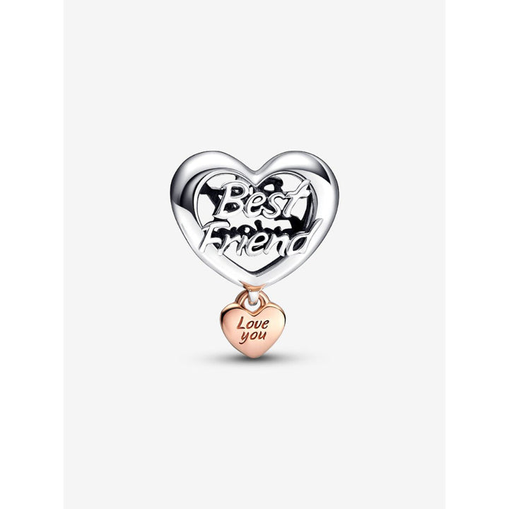 Pandora 14K Rose Gold Plated Sterling Silver Love You Best Friend Heart Charm Image 5
