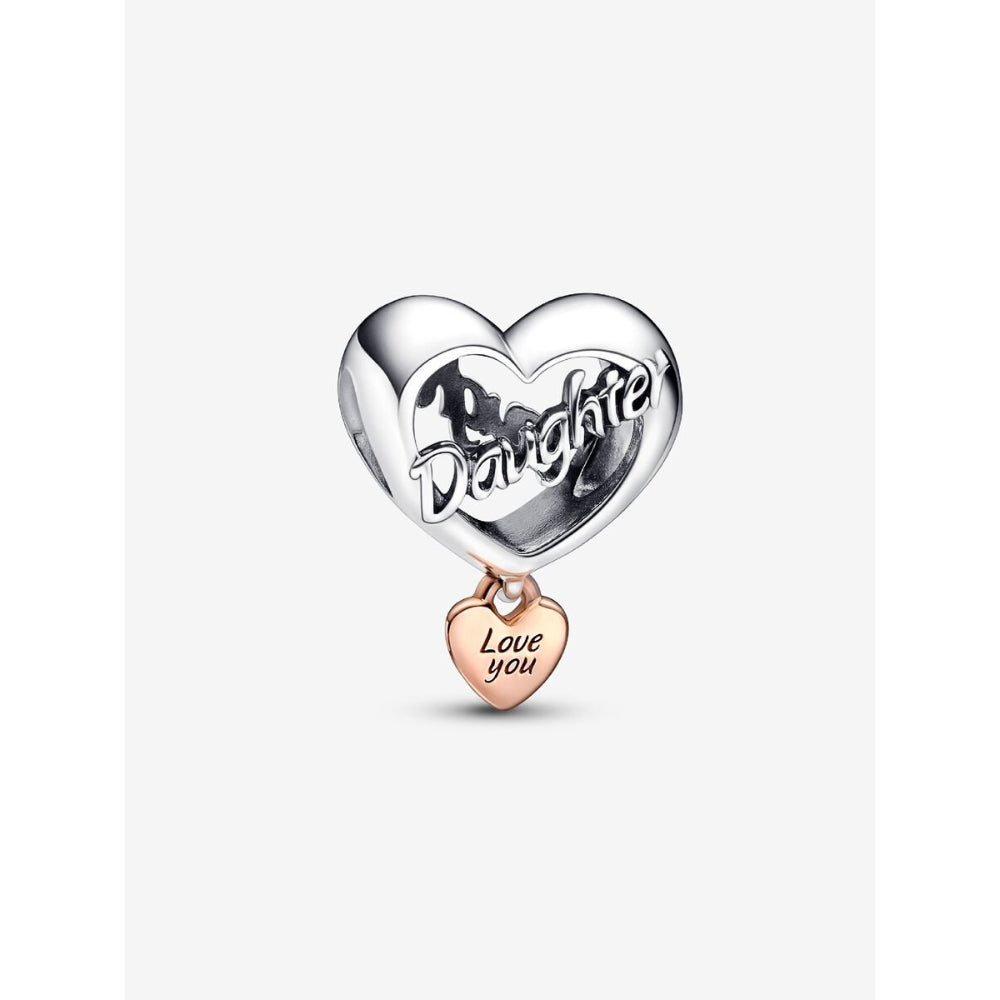 Pandora 14K Rose Gold Plated Sterling Silver Love You Daughter Heart Charm Image 1