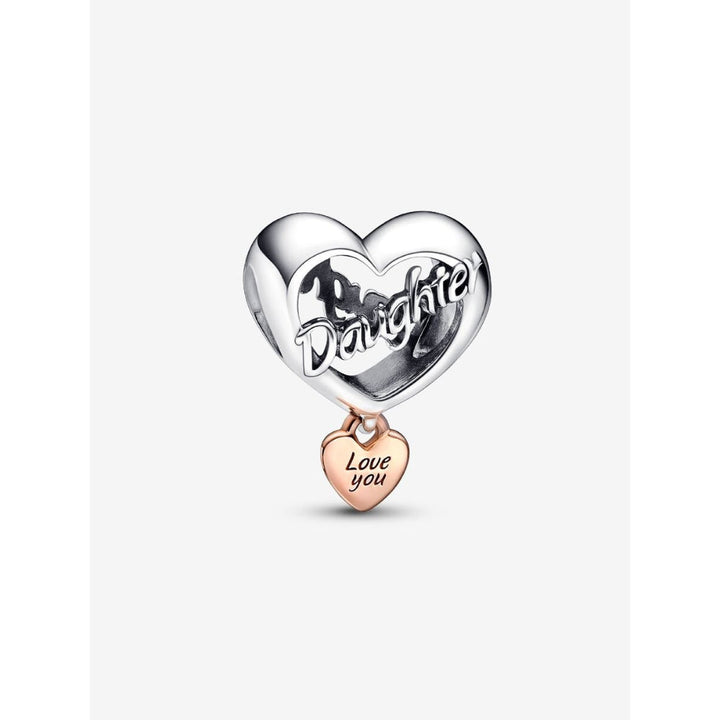 Pandora 14K Rose Gold Plated Sterling Silver Love You Daughter Heart Charm Image 1