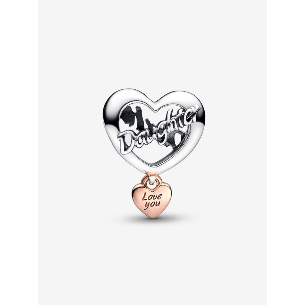 Pandora 14K Rose Gold Plated Sterling Silver Love You Daughter Heart Charm Image 4