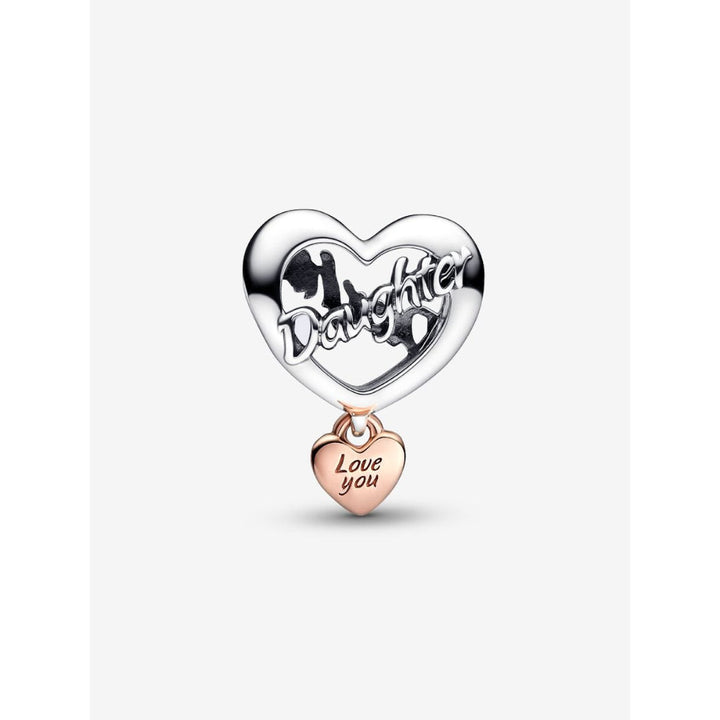 Pandora 14K Rose Gold Plated Sterling Silver Love You Daughter Heart Charm Image 4