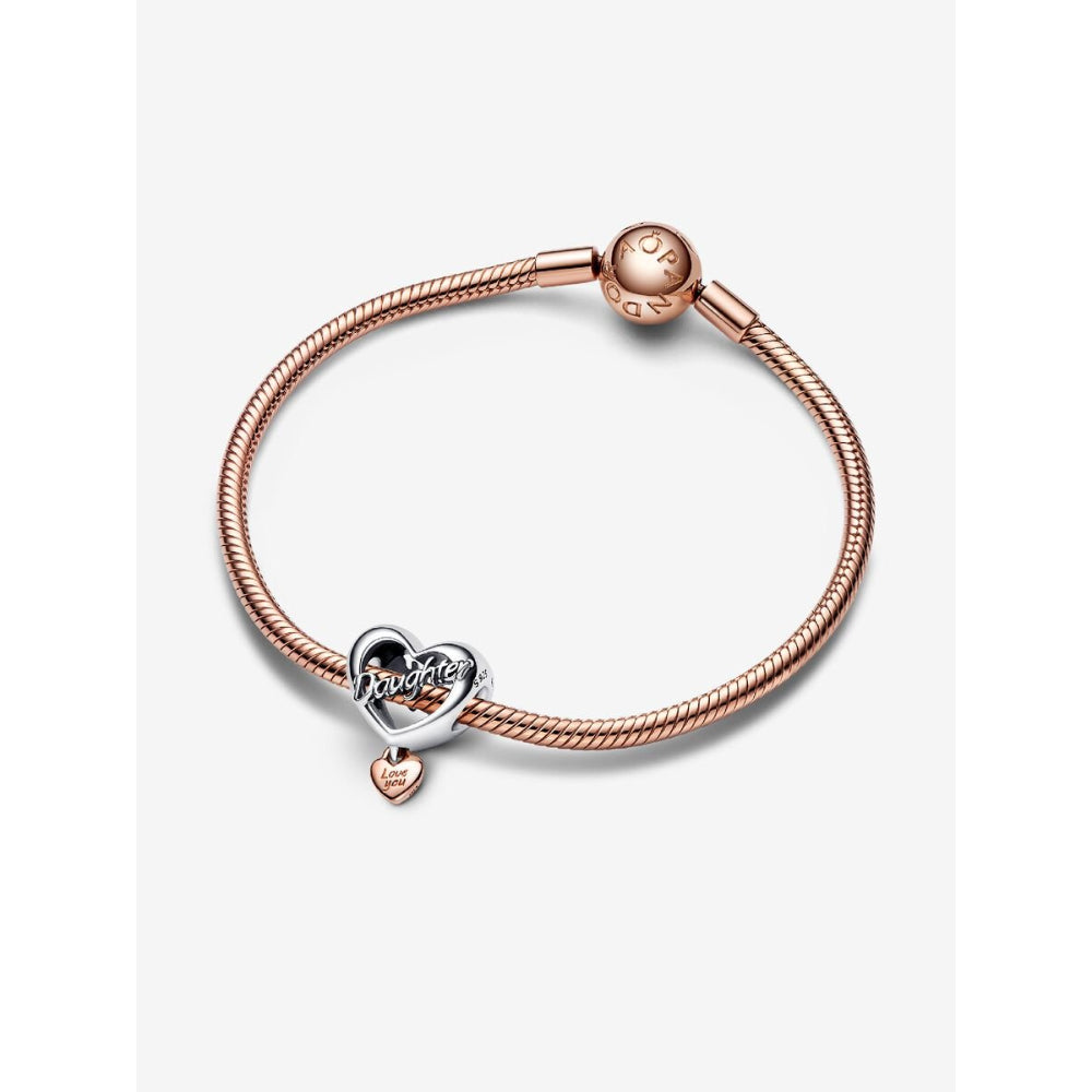 Pandora 14K Rose Gold Plated Sterling Silver Love You Daughter Heart Charm Image 5