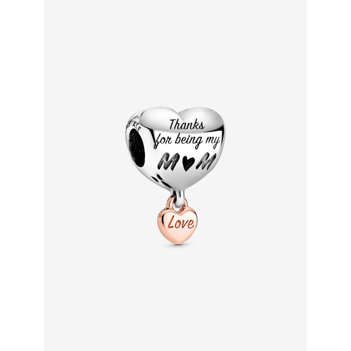 Pandora 14K Rose Gold Plated Sterling Silver Love You Mum Heart Charm Image 1