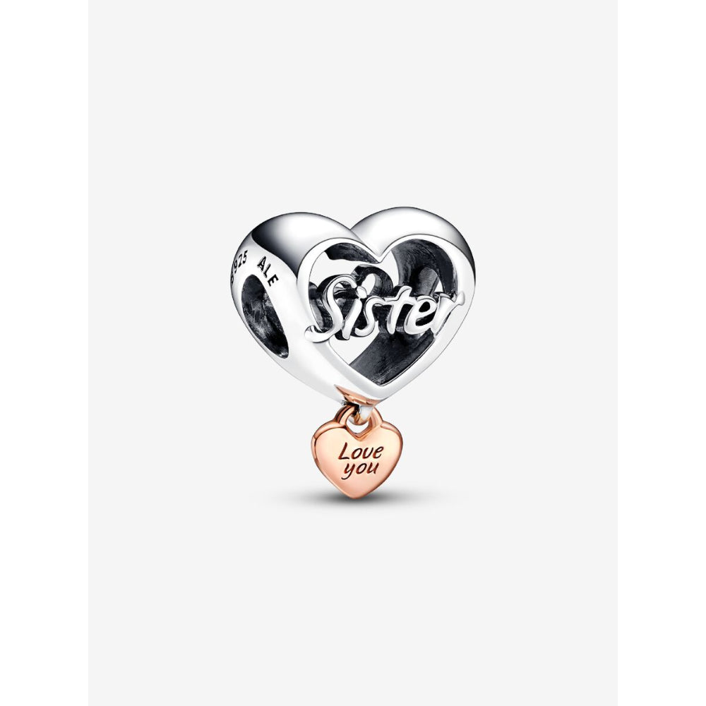 Pandora 14K Rose Gold Plated Sterling Silver Love You Sister Heart Charm Image 1