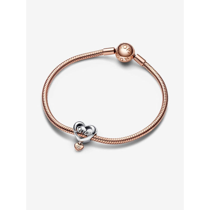 Pandora 14K Rose Gold Plated Sterling Silver Love You Sister Heart Charm Image 4