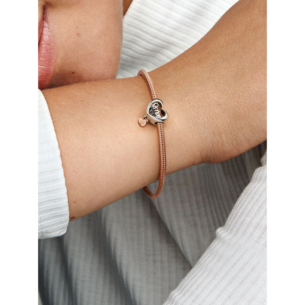 Pandora 14K Rose Gold Plated Sterling Silver Love You Sister Heart Charm Image 2