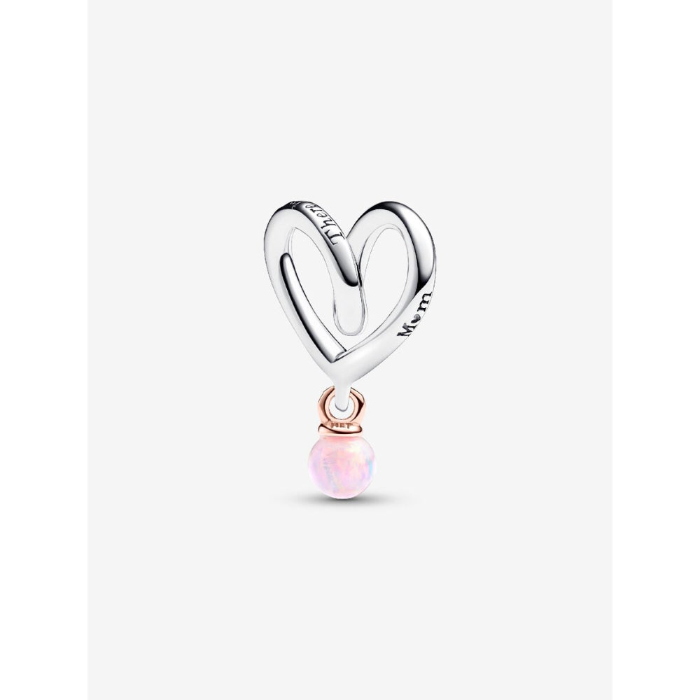 Pandora 14K Rose Gold Plated Sterling Silver Mum Two - Tone Wrapped Heart Charm Image 1